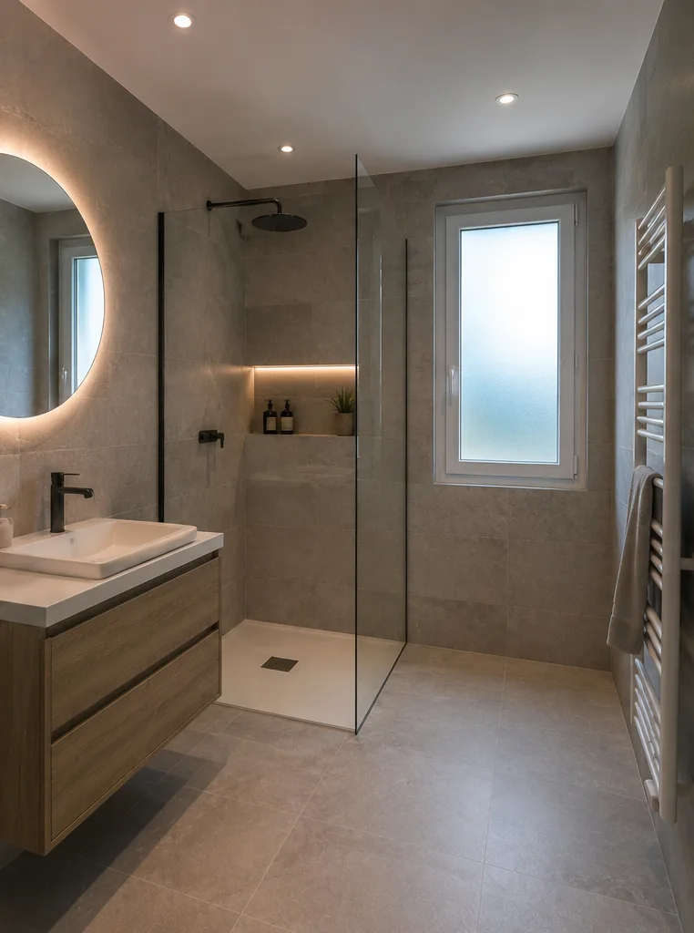 Salle de bain après pose de carrelage