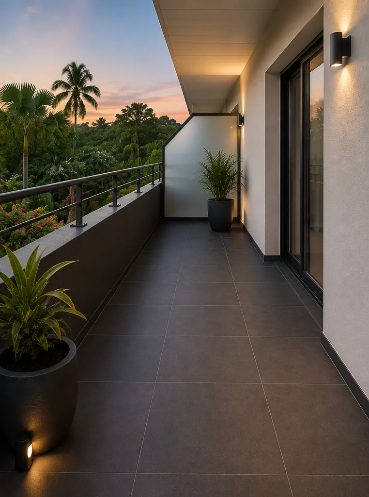 Terrasse après pose de carrelage